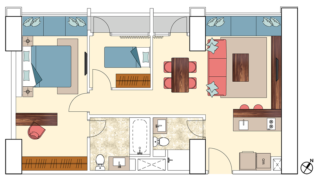 Pasadena-2-bedrooms-D3 floorplan